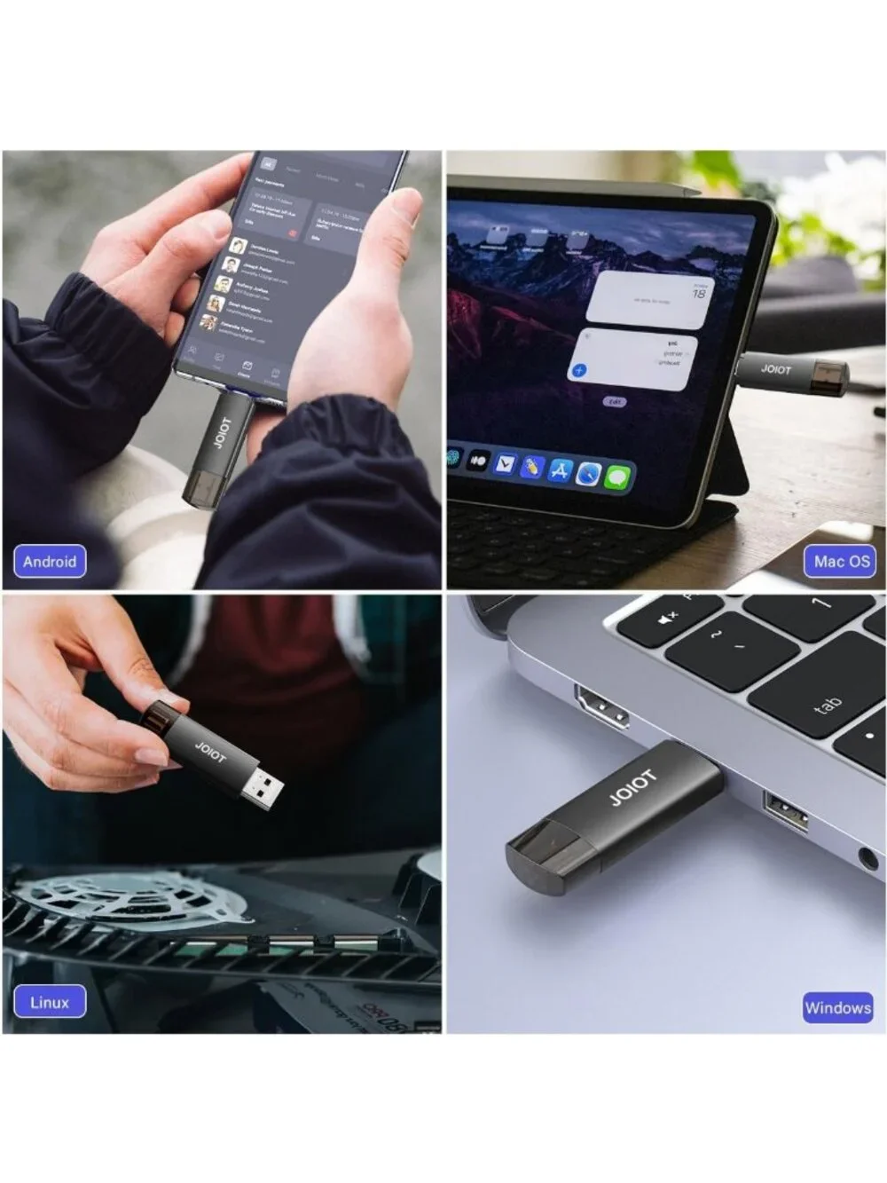 128GB Dual USB C Flash Drive - 2-in-1 Portable Type-C & USB A Thumb Drive for
